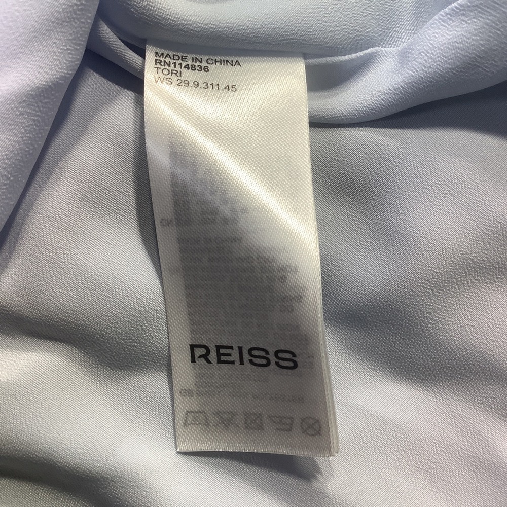 Reiss Tori Color Block Pleated Midi Dress Blue Navy Long Sleeve Belted US 8 NWT‎ - Picture 10 of 16